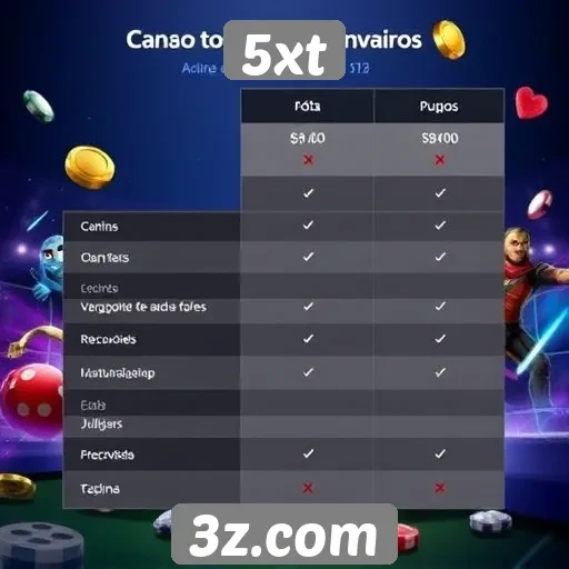 Comparativo entre 5xt e outros sites de jogos